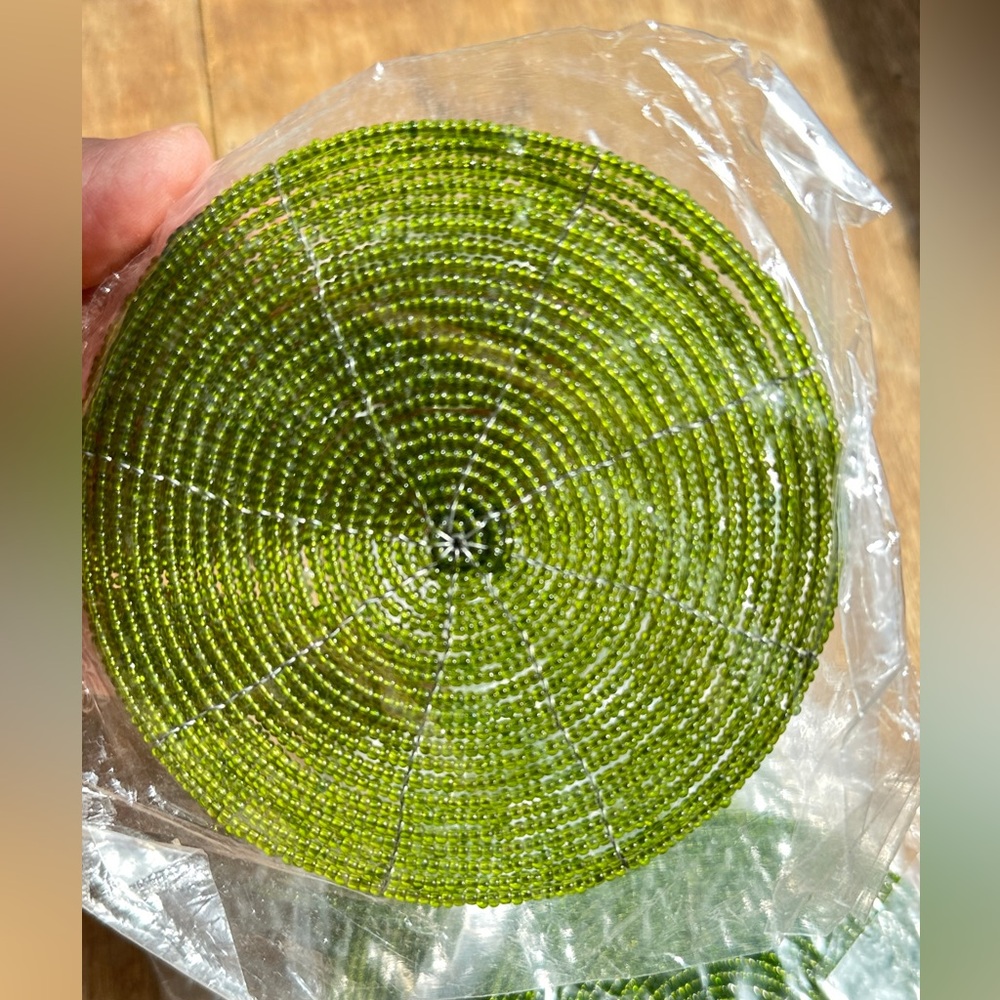Green Glass beaded 6 Coasters Table Top Decor water ring protector